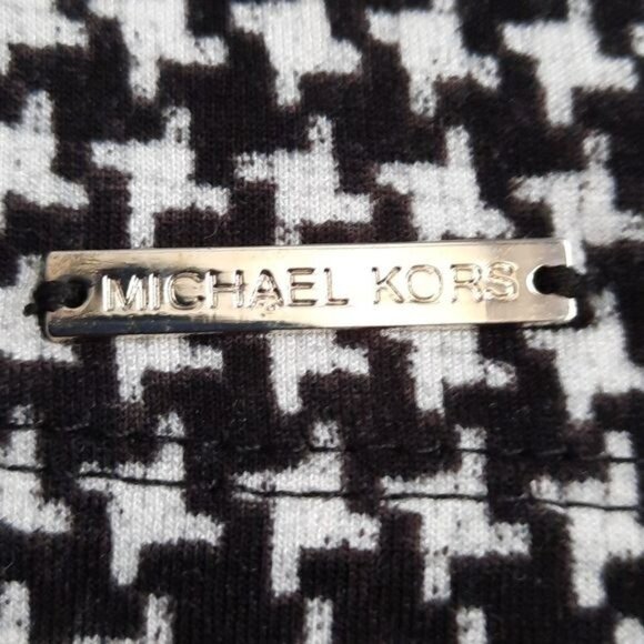 Michael Michael Kors Black & White Houndstooth Striped Sleeve Sweater Size P/S - Picture 4 of 6